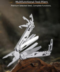 All In One Multitool Pliers With Replaceable Wire Cutters And Spring Loaded Action on wooden surface