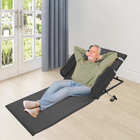 Cool Electric Lifting Backrest Upgrade For Elderly And Pregnant Folks With 2 To 80 Degree Angle Smart Support Plus 330 Lbs Heavy Duty Weight Capacity Rust Proof Steel Frame Cotton Linen Cover in use by senior man.