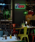 Bar Neon Sign For Wall Decor LED Bar Lights For Bedroom Living Room And Home Bar, glowing cocktail glass design in cafe setting