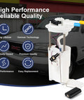 Electric Fuel Pump Module Assembly For Chevy Tahoe GMC Yukon Cadillac Escalade V8 4.8L 5.3L 6.0L Gas Only With Pressure Sensor No Brainer Replacement E3508M P74832M 67307 FG0324 Direct Fit Drop In OEM Style in front of GMC vehicle, product features highlighted.