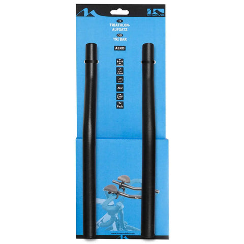 Aero Triathlon Bar For 31.8mm Handlebars With 25.4mm Extension Adapter, Aluminum, Black, Lightweight for Road Bikes and Commuters.