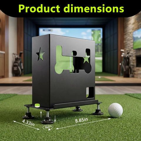 Sturdy Metal Protective Case For Skytrak Golf Launch Monitor With Four Adjustable Feet on indoor golf range