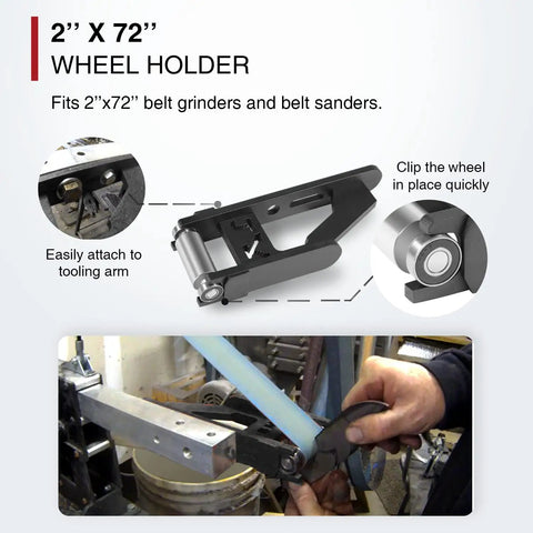 2x72 Small Wheel Holder Set With 5 Diameters For Knife Making, attached to belt grinder with 65MM wide rollers