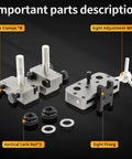 Detailed view of Heavy Duty Iron Sight Pusher Tool For Slick Micro Tweaks On Dovetail Slots showing side clamps and adjustment parts.