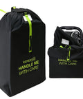Large Stroller Travel Bag For Airplane Use Waterproof Nylon Construction Fits Most Large Single Double And Jogging Strollers Black And Green 47 H X 24 W X 15 D With Premium Tear Resistant Cover And Adjustable Shoulder Straps