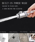 Purifying Shower Head With Beads For Hard Water No More Dry Skin spraying water, showcasing cleaning uses for toilet and pet.