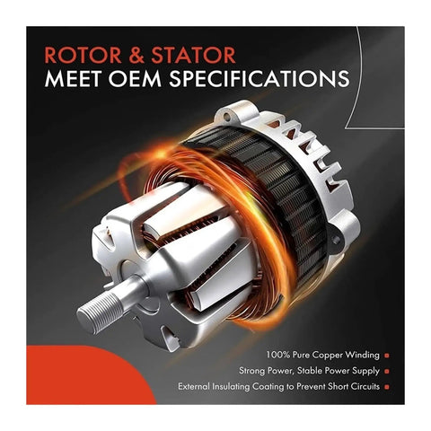 Detailed view of rotor and stator with copper winding for High Efficiency Marine Alternator Kit 12V 50A For Mercury OptiMax 115ELPT.