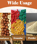 Wide usage image showing small pieces, granules, and powder for Heavy Duty Automatic Screw Feeder And Stainless Steel Powder Conveyor With Vibrating Hopper For Spices And Granules.