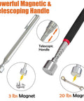 4 Piece Magnetic Telescoping Pick Up Tool Set With Extendable Rods 3 Lb 8 Lb And 20 Lb Magnets showing telescopic handle design