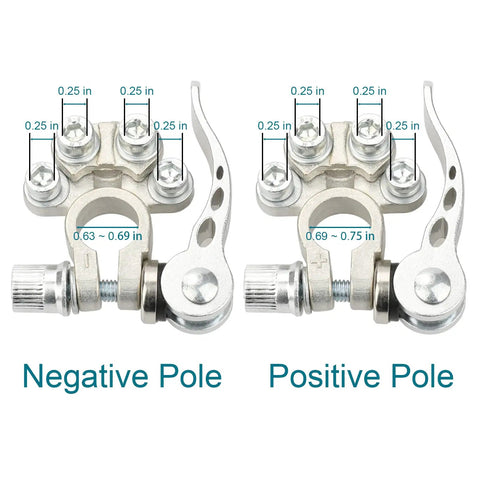 4 Way Battery Terminal Connectors Set For SAE JIS Type A Posts Quick Release Positive And Negative Cable Ends Durable Corrosion Resistant Easy Install Multi Cable Wiring Kit For Your Ride, negative and positive poles with 4 posts