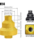 Heavy Duty Diamond Step Drill Bit For Tile Marble And Concrete With M14 Thread Perfect Fit For Angle Grinder Professional Multi Layer Brazed Chamfer Reamer Kit For Fast Clean Cutting Jobs, 20-50mm aperture