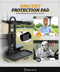 Bracket protection pad for noise reduction and anti-knock with golf cart user images and product dimensions.