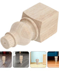Two Pack Round 5.9 Inch Solid Wood Sofa Legs With Unfinished Surface And Carved Design for benches and coffee tables, leg detail.