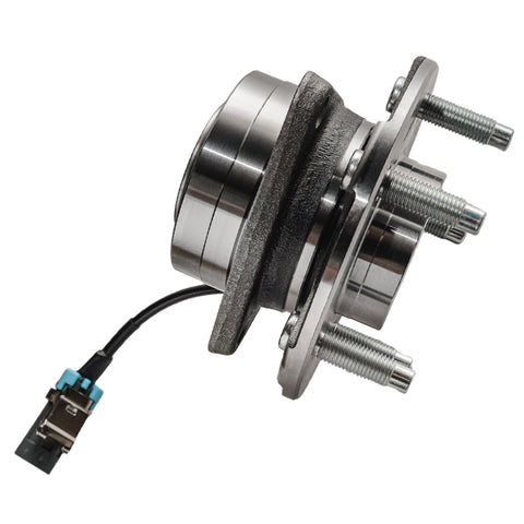Beefed Up Front Wheel Bearing Hub Assembly Pair For 2002 To 2007 Saturn Vue, 2005 To 2006 Chevy Equinox, 2006 Pontiac Torrent, 5 Lugs, 3 Bolt Triangular Flange, 4 Wheel ABS, Left Front Replacement Set