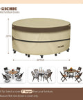 Heavy Duty Waterproof 600D Canvas Round Patio Furniture Cover For All Season Protection Fits Round Tables Up To 48 Inch Diameter And Chairs Durable Outdoor Cover covering a set of patio furniture