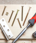Bulletproof Furniture Connector Bolts And Nuts Kit With Hex Socket Heads Copper Alloy Fasteners For Headboards And Crib Repair Heavy Duty Wood Screws Set For Long Lasting Strength And Easy Assembly on a wooden surface with tools