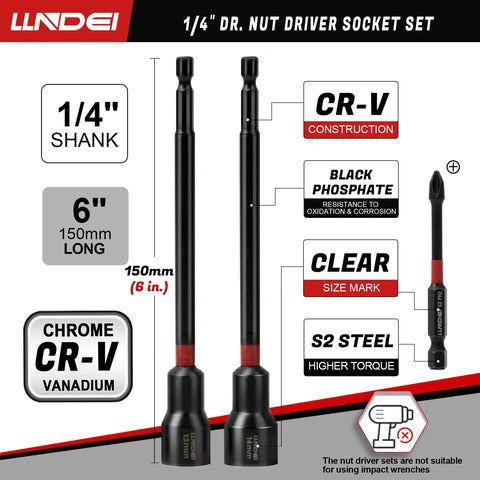 Your Go-To Quarter Inch Drive Socket And Nut Driver Set 44-Pc Kit With Deep And Shallow Metric Sockets From 4Mm To 15Mm