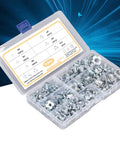 105 Piece T Nut Assortment Kit Galvanized Carbon Steel 4 Prong Tee Nut Fasteners in plastic organizer box with metric sizes M4-M10