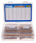 Rock Solid Carbon Film Resistor Assortment Kit Packing 1000 Pieces In 25 Key Ranges, showing 40 pieces per value in organized plastic box.