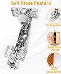 175 Degree Frameless Cabinet Door Hinges With 48mm Concealed Cup Hydraulic Soft Close Adjustable Dampers Nickel Plated