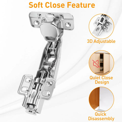 175 Degree Frameless Cabinet Door Hinges With 48mm Concealed Cup Hydraulic Soft Close Adjustable Dampers Nickel Plated
