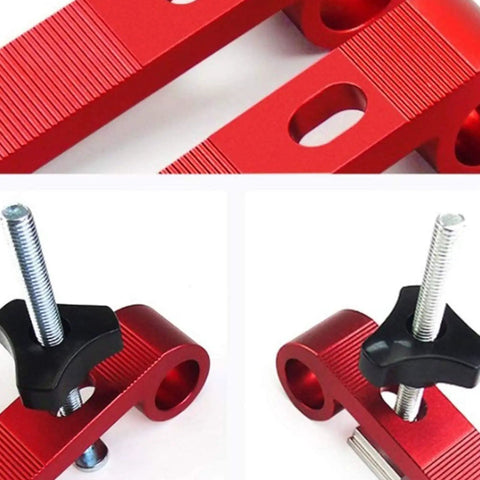 Close-up of 4 Piece T Slot Slider Miter T Track Jig For Table Router In Woodworking Aluminum Alloy Quick Secure With Hand Knob Adjustable Jigs