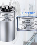 60/5 MFD Run Capacitor For AC Motors And HVAC Systems 370 To 440V CBB65 Direct Replacement with Herm Fan Common Terminals