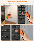 All In One Circuit Breaker Finder And Outlet Tester Kit With GFCI Tester and Carrying Case in use on electrical panel