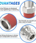 Close-up of T Style One Quarter Inch NPT Male Automotive Air Plug, showcasing hex fittings and smooth threads