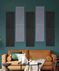 Set Of Six Pro Level Sound Blocking Wall Panels For Home Theater And Rec Room Space Textured Felt Finish Acoustic Tiles In Rich Light Camel on wall.