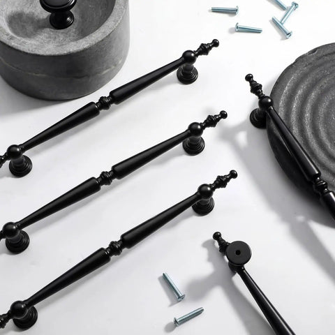 Dope Matte Black Cabinet Pulls 6.3 Inch Length With 3.78 Inch Center To Center Hole Spacing Vintage Style Drawer Handles