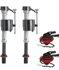Universal Toilet Fill Valve And 2 Inch Flapper Repair Kit for running or leaking toilets, includes two fill valves and red flappers