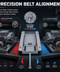 Electric Motor Base Mount Slide Plate For 56 Frame Belt Tension Adjuster With Integrated Roll Tracks, showcasing before and after alignment.