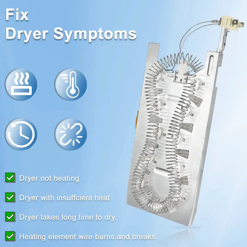 Top Notch Drop In Dryer Heating Element Replacement 3387747 For Whirlpool showing heating coil and compatible symptoms