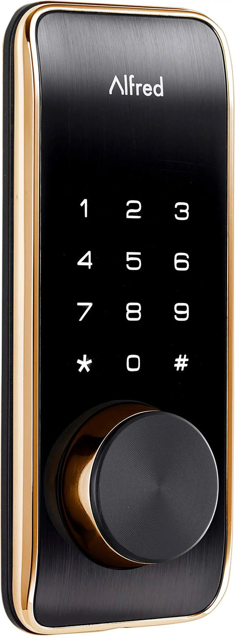 Smart Door Lock Deadbolt With Touchscreen Keypad, Pin Codes And Key Entry, Bluetooth Remote Unlock, Up To 20 Access Codes, Gold Finish