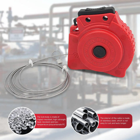 Pro Grade Lockout Tagout Cable Lock With Stainless Steel 2mm Retractable Cable Adjustable Lockout Device