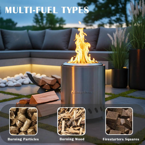 Tabletop Fire Pit For Outdoors Low Smoke Camping Stove For Safe Burning Pellets Or Wood 9.7 By 7.1 Inch with multi-fuel options