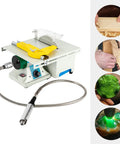 5 In 1 Mini Lapidary Saw And Polishing Kit With 750W Gem Jewelry Grinder, flex shaft, and carving handle; workbench demo
