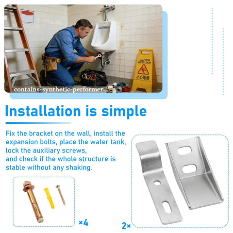 Rock Solid Urinal Sink Wall Mount Bracket Kit With Heavy Duty Support And Complete Hardware Screws For No Sweat DIY Plumbing Install And Fast Cleanup