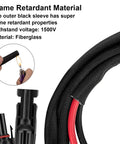 Heavy Duty 3 Foot 10AWG Solar Extension Cable with flame retardant fiberglass sleeve and connectors