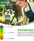 Handheld Soil Moisture Meter With Long Probe No Bend Readout Easy Hygrometer For Garden Lovers Quick Plant Care Soil Tester For Home Garden Or Farm Large Display Accurate Readings On The Go, gardener using pH tester