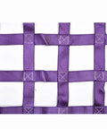 Close-up of Heavy Duty Nylon Cargo Lift Net, sturdy purple woven straps designed for safe equipment hoisting up to three point five tons.