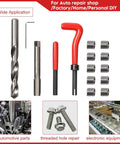 15 Pcs Thread Inserts M14x1.5 Female Thread Repair Kit With Spark Plug Helicoil Set for Auto Repair DIY, tools and inserts displayed