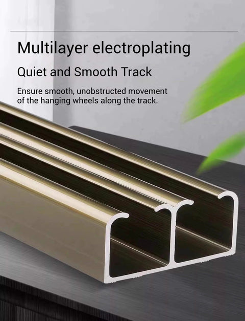 Sliding Double Track Barn Door Hardware Kit for Ceiling Mount and Pocket Door Rails, Quiet Stainless Steel Track