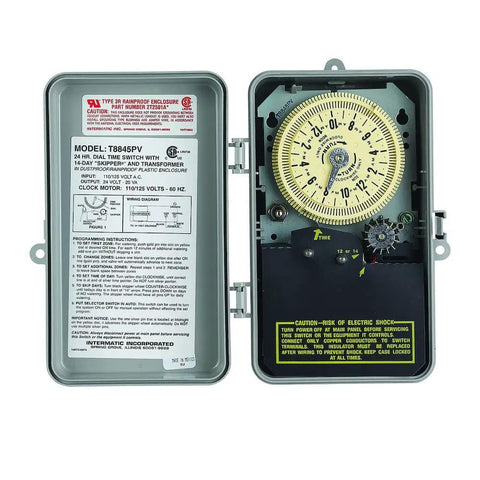 Mechanical Irrigation Timer Switch For 125V Systems With Rain Sensor Enabled 14 Day Skipper 1 To 60 On Operations Per Day