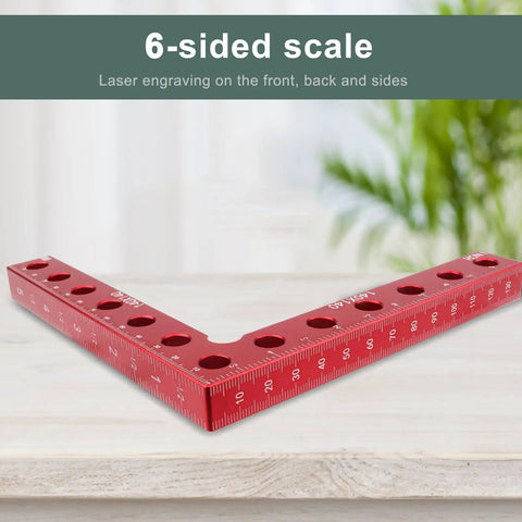 4 Pack 5.5 Inch 90 Degree Corner Clamps For Woodworking Rock Solid Right Angle L Square Aluminum Tool in red color.