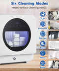 No Sweat Countertop Portable Dishwasher Featuring Faucet Hookup And Self Prime Pump six auto cycles with a digital display.
