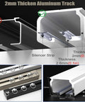 Premium Ceiling Curtain Track System With Smooth Bearing Wheels For Noise Reducing Privacy, Waterproof And Wear Resistant Aluminum Rail Kit Adjustable Length Removable End Caps Perfect Room Divider, 2mm thick