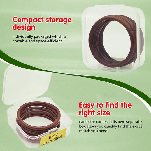 198 Piece Viton O Ring Kit With 30 Metric Sizes Fluorocarbon FKM O Rings Set Brown 75A Shore in storage box