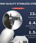 Hella Effective Candy Coating Machine And Chocolate Polisher With Slick Adjustable Speed showing stainless steel drum thickness and operating weight.